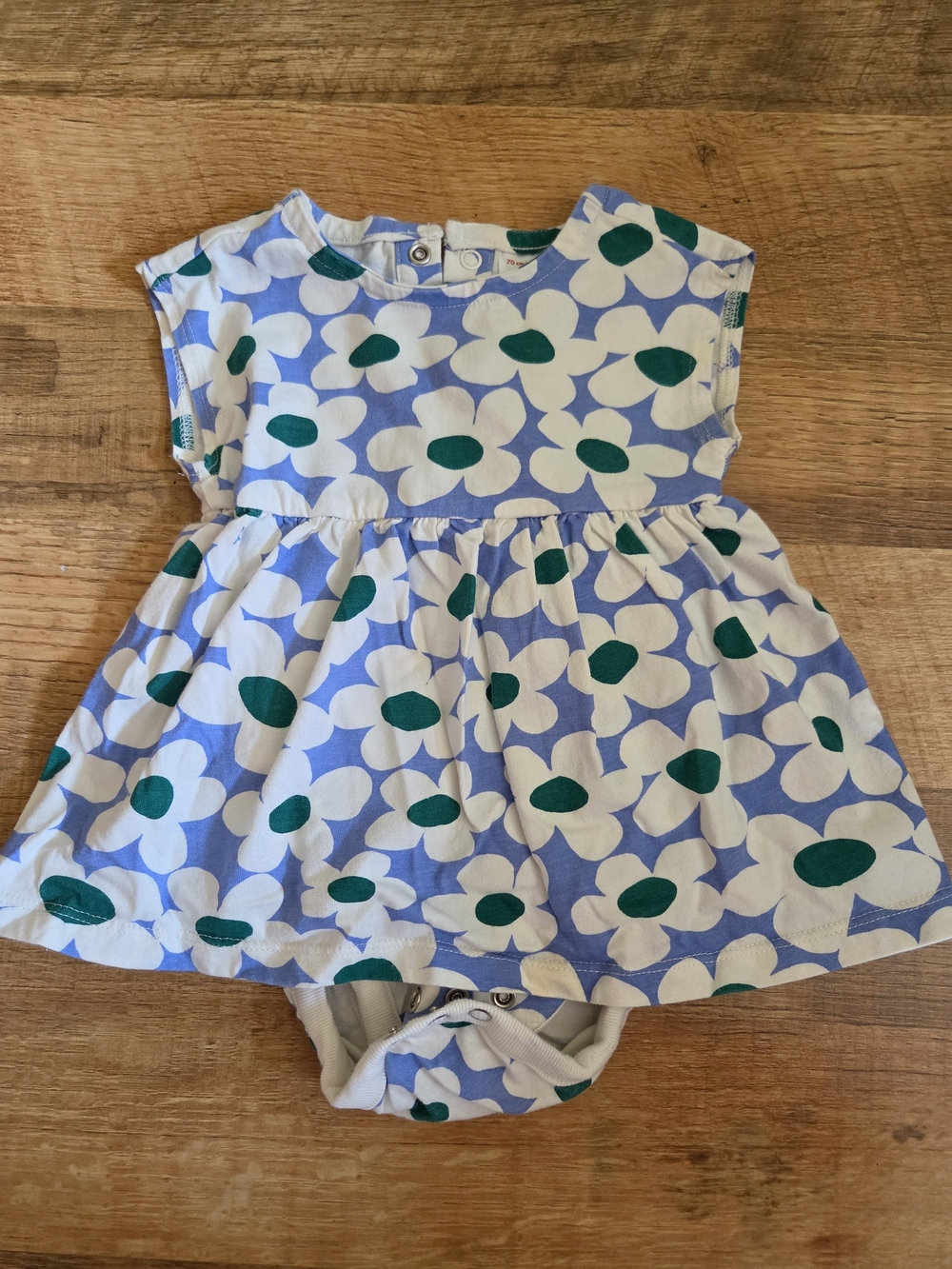 Hanna Andersson Baby Girl Short Sleeve Dress Cream Blue Green Floral